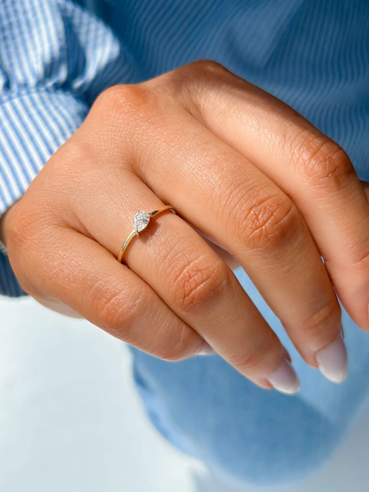 14ct Yellow Gold Laboratory Grown Pear Diamond Ring