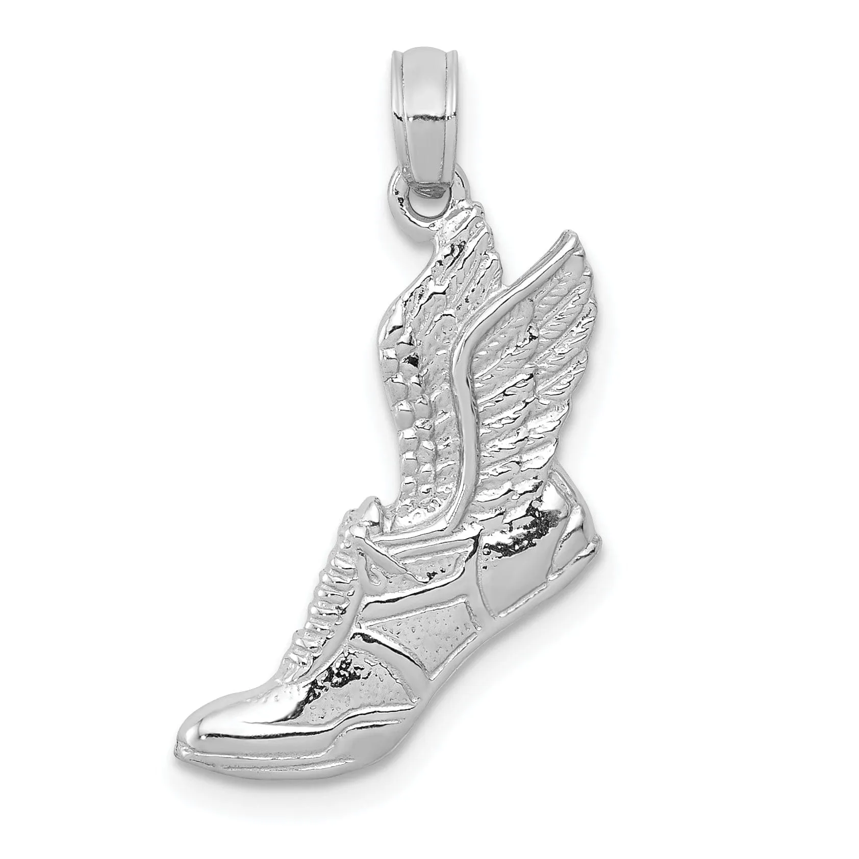 14K White Gold Polished Wing Running Shoe Charm Pendant