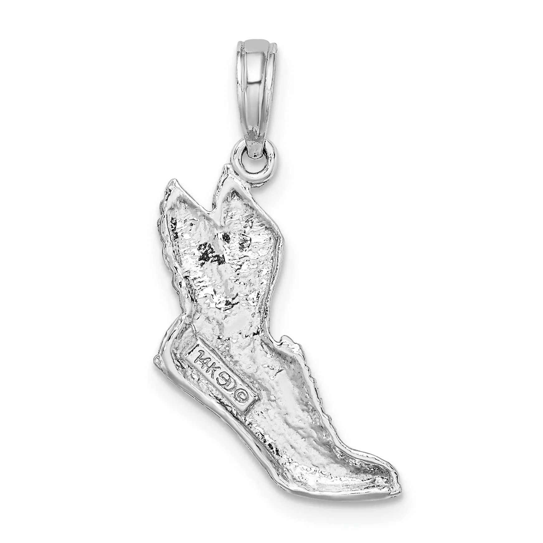 14K White Gold Polished Wing Running Shoe Charm Pendant