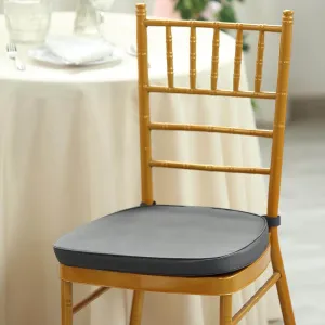 1.5" Thick Charcoal Gray Chiavari Chair Pad, Memory Foam Seat Cushion With Ties and Removable Cover