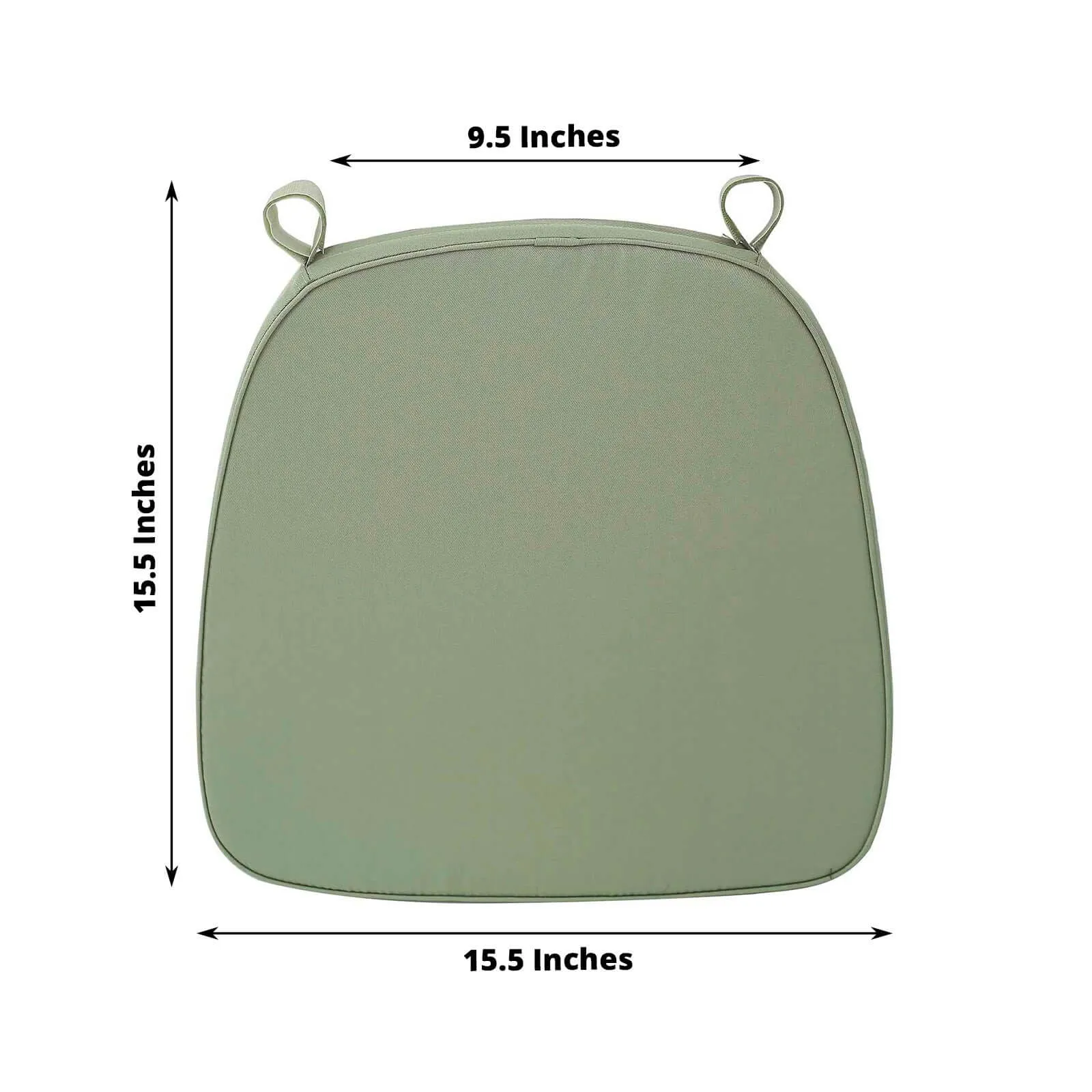 1.5" Thick Dusty Sage Green Chiavari Chair Pad, Memory Foam Seat Cushion With Ties and Removable Cover