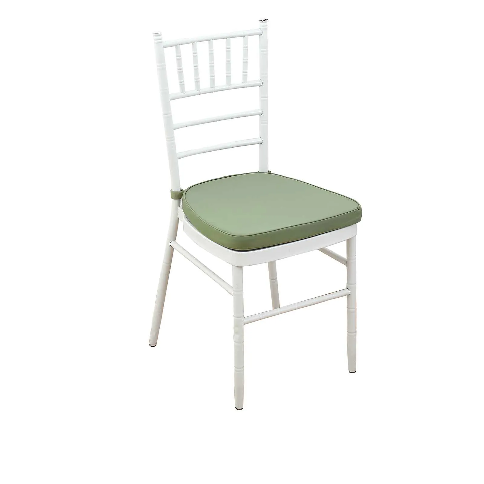 1.5" Thick Dusty Sage Green Chiavari Chair Pad, Memory Foam Seat Cushion With Ties and Removable Cover