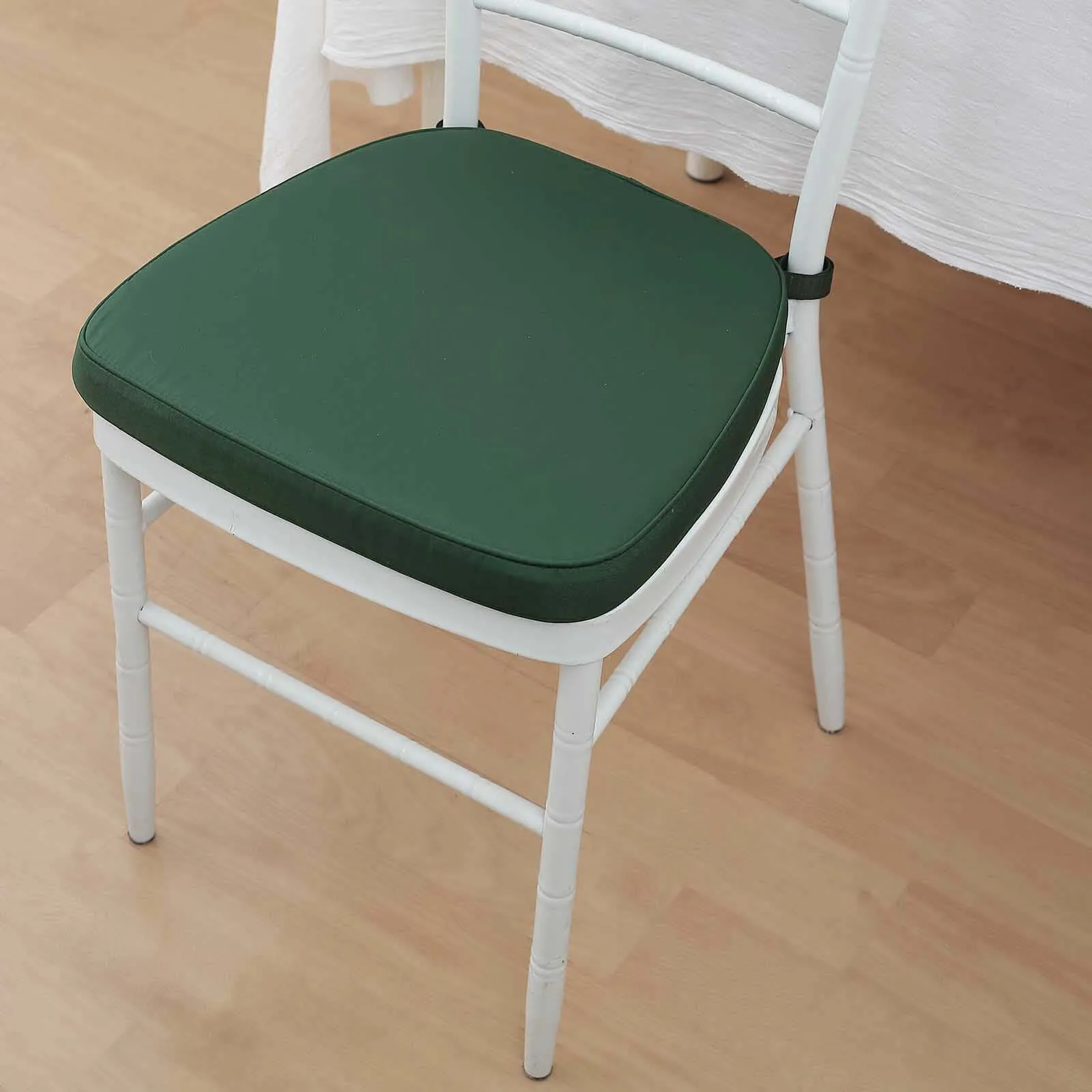 1.5" Thick Hunter Emerald Green Chiavari Chair Pad, Memory Foam Seat Cushion With Ties and Removable Cover