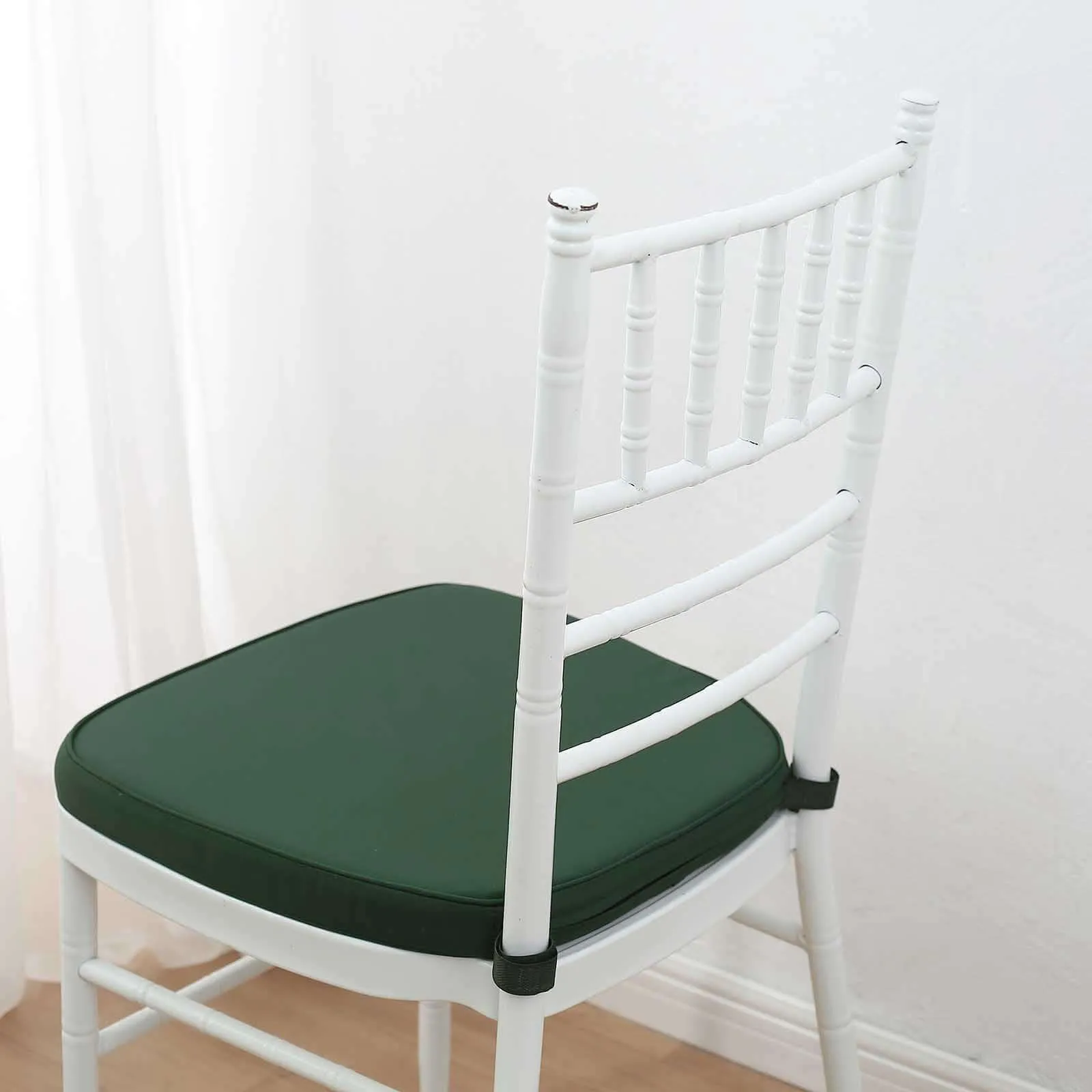 1.5" Thick Hunter Emerald Green Chiavari Chair Pad, Memory Foam Seat Cushion With Ties and Removable Cover