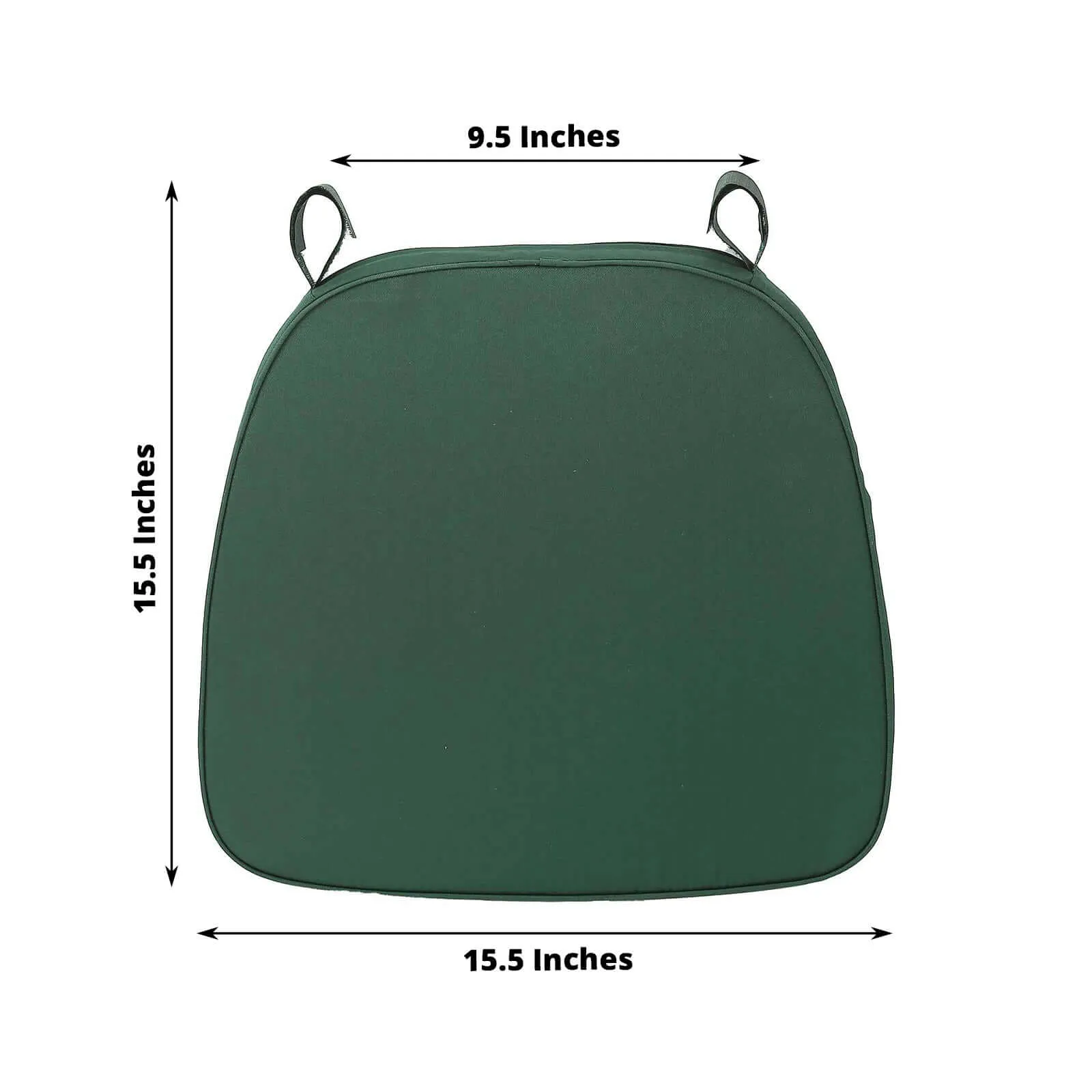 1.5" Thick Hunter Emerald Green Chiavari Chair Pad, Memory Foam Seat Cushion With Ties and Removable Cover