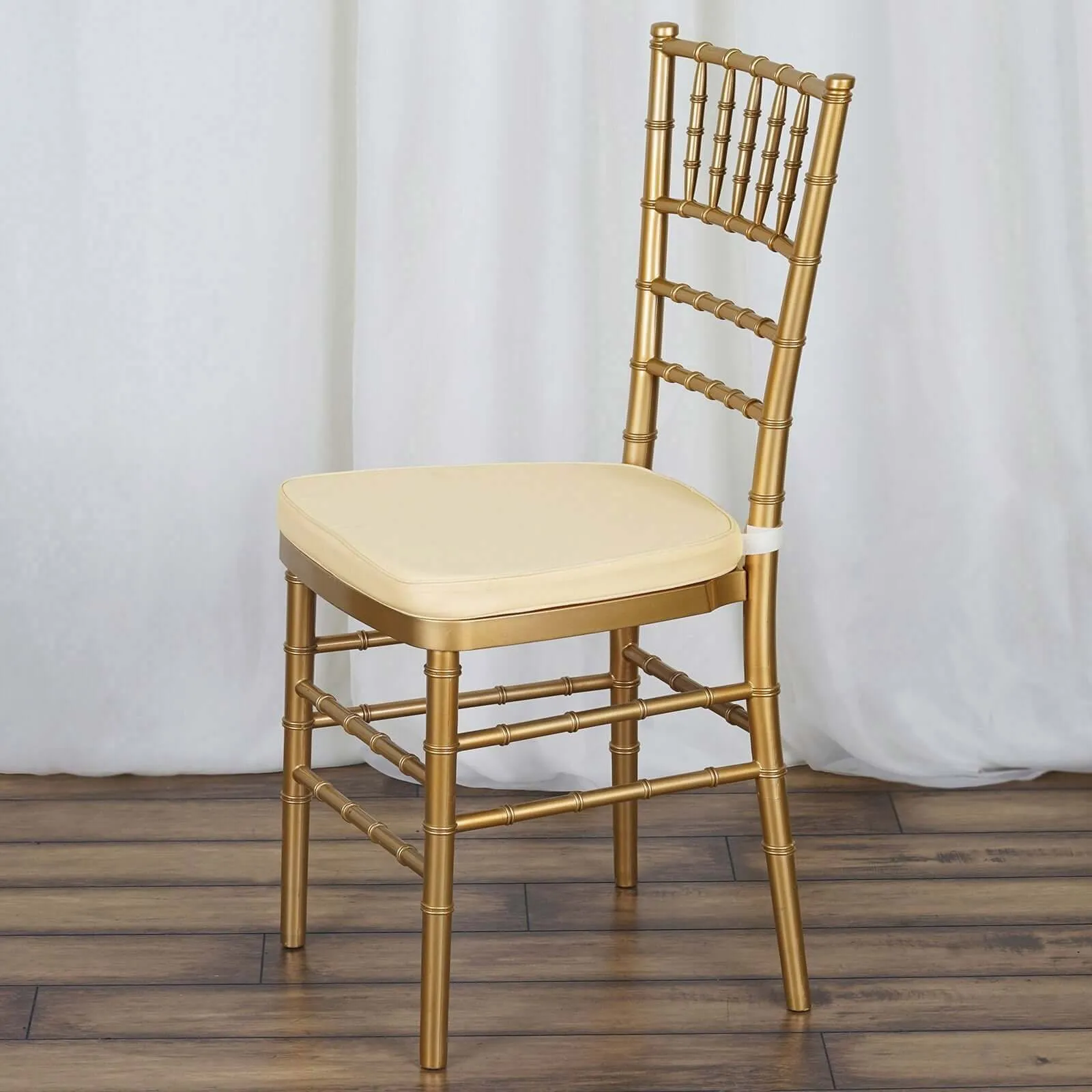 1.5" Thick Ivory Chiavari Chair Pad, Memory Foam Seat Cushion With Ties and Removable Cover