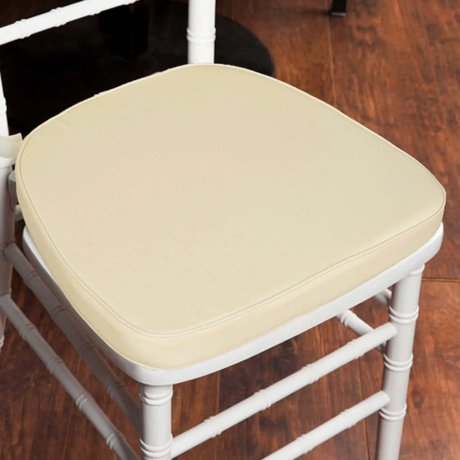 1.5" Thick Ivory Chiavari Chair Pad, Memory Foam Seat Cushion With Ties and Removable Cover