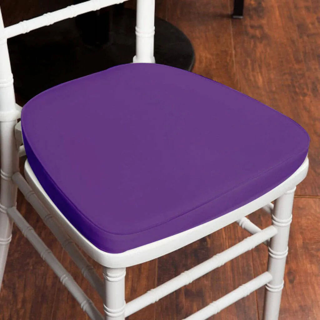 1.5" Thick Purple Chiavari Chair Pad, Memory Foam Seat Cushion With Ties and Removable Cover