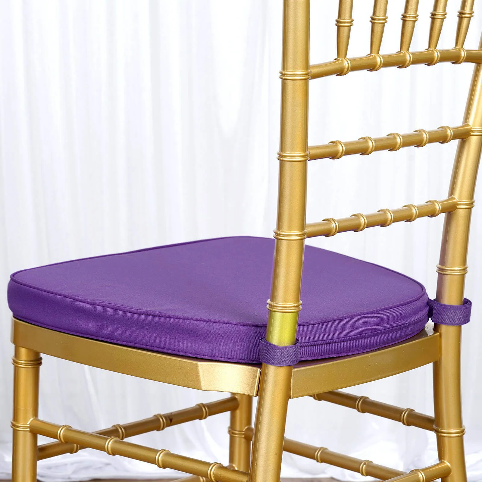 1.5" Thick Purple Chiavari Chair Pad, Memory Foam Seat Cushion With Ties and Removable Cover