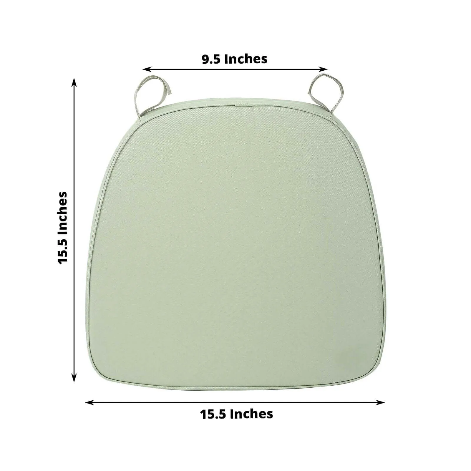 1.5" Thick Sage Green Chiavari Chair Pad, Memory Foam Seat Cushion With Ties and Removable Cover