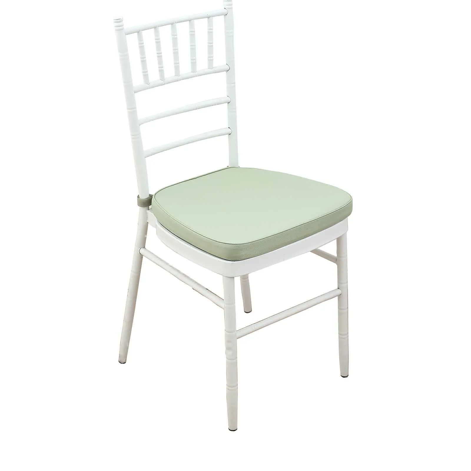 1.5" Thick Sage Green Chiavari Chair Pad, Memory Foam Seat Cushion With Ties and Removable Cover