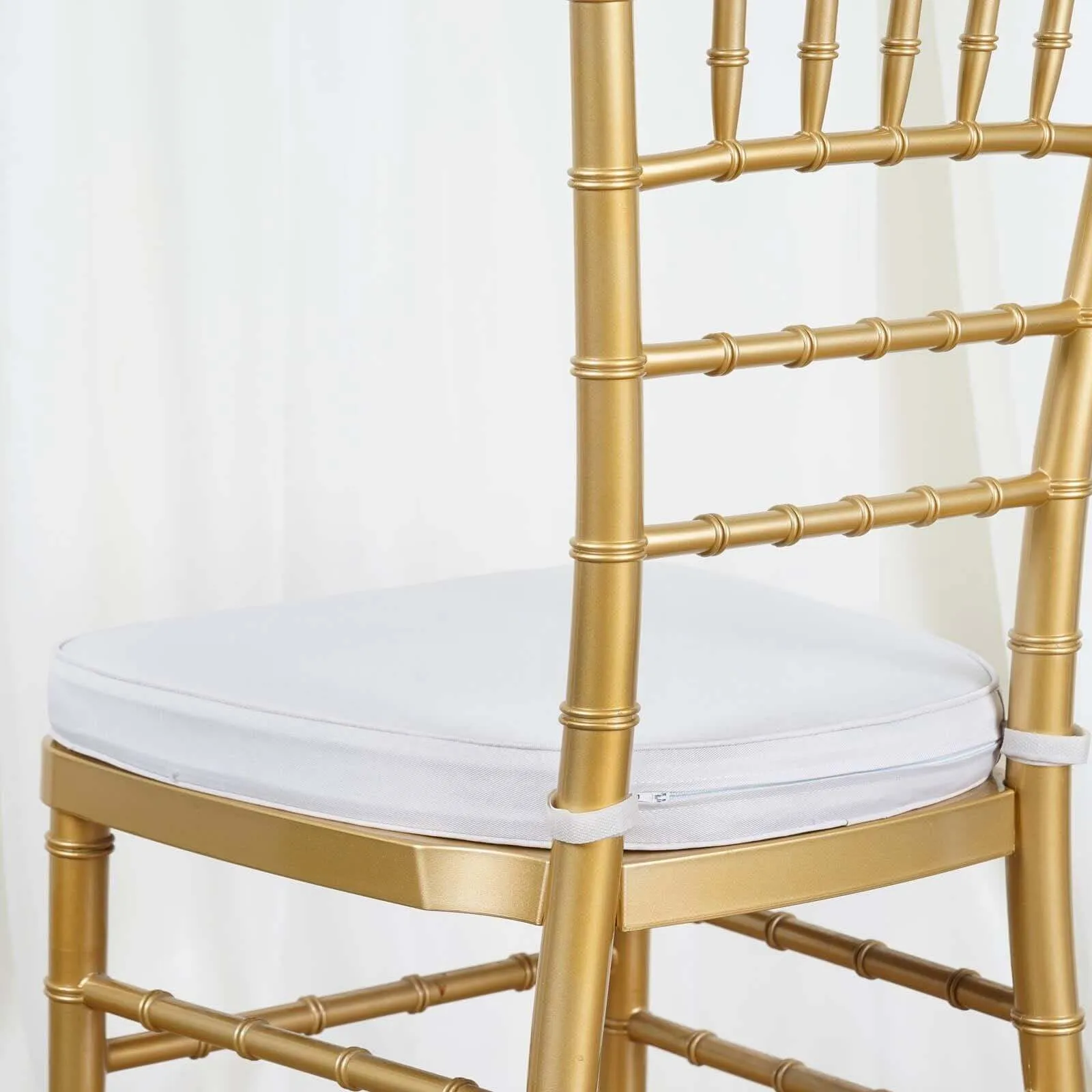 1.5" Thick Silver Chiavari Chair Pad, Memory Foam Seat Cushion With Ties and Removable Cover