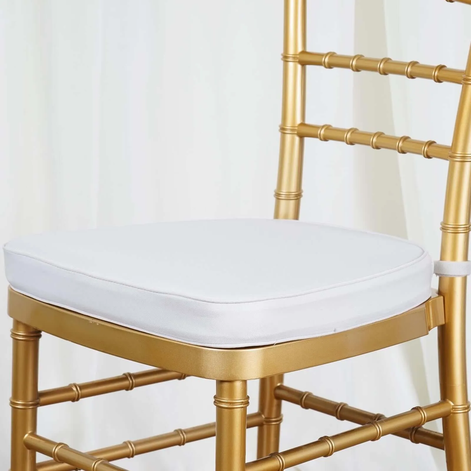 1.5" Thick Silver Chiavari Chair Pad, Memory Foam Seat Cushion With Ties and Removable Cover