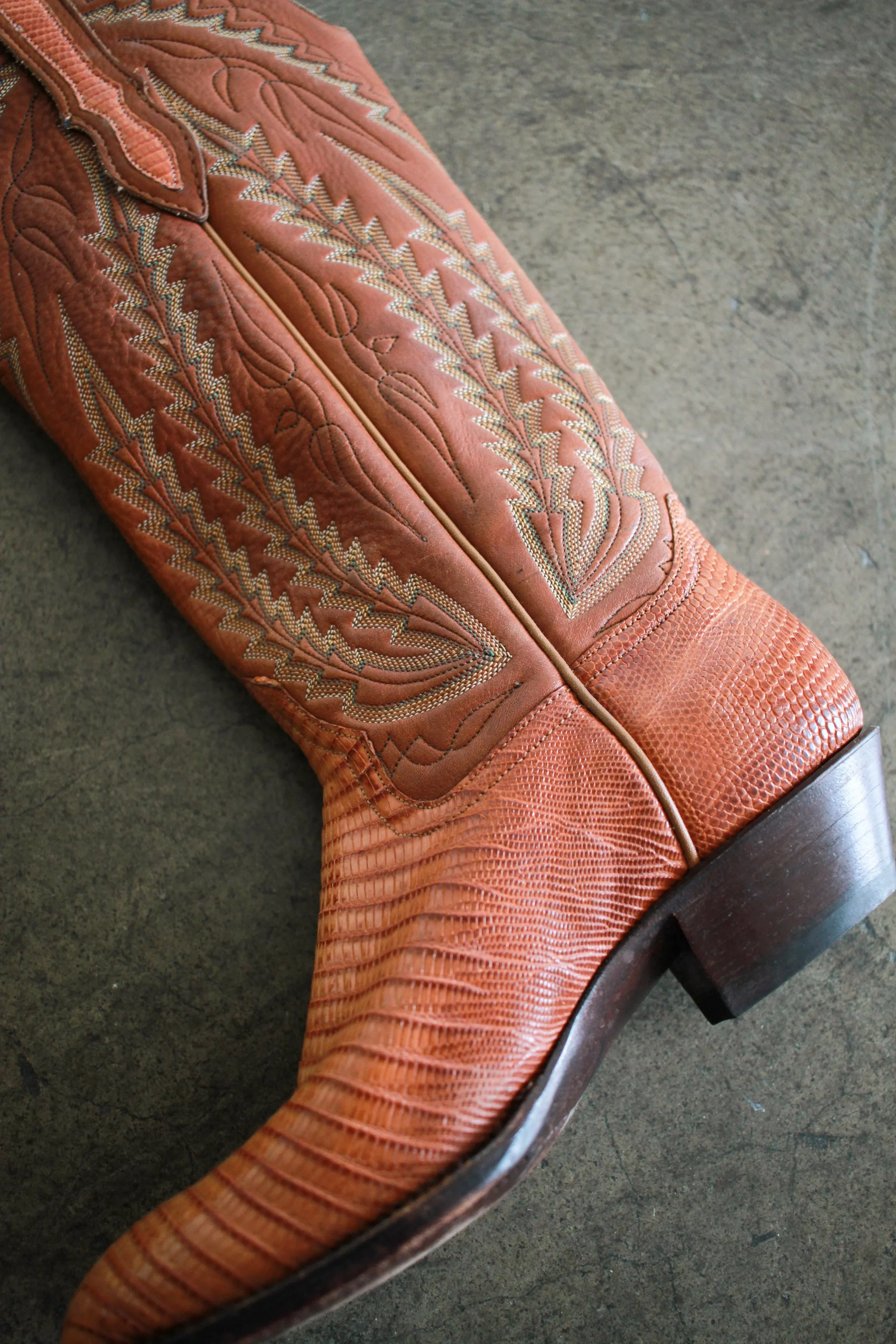 1980s Tall Leather Embroidered Cowboy Boots | 6