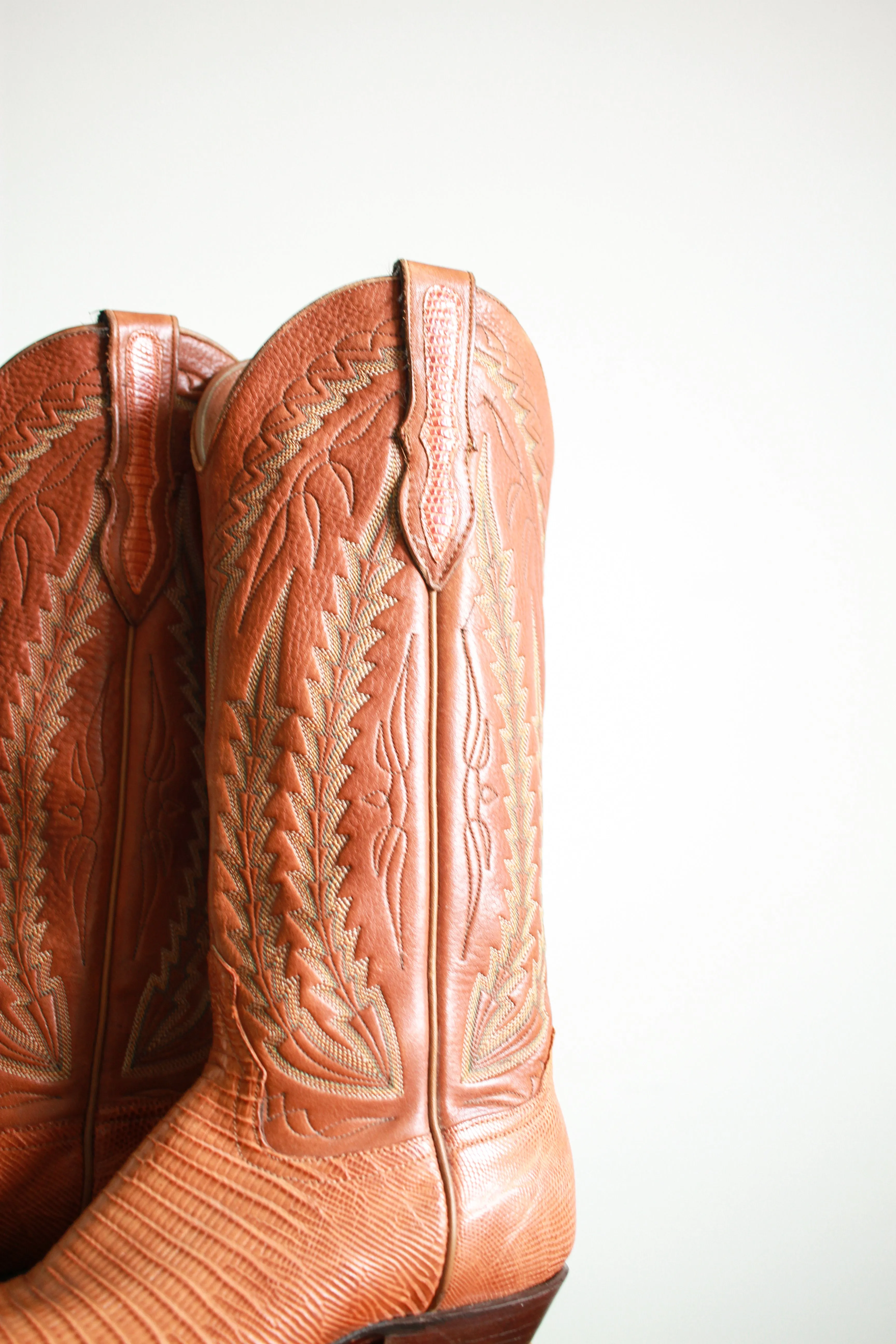 1980s Tall Leather Embroidered Cowboy Boots | 6