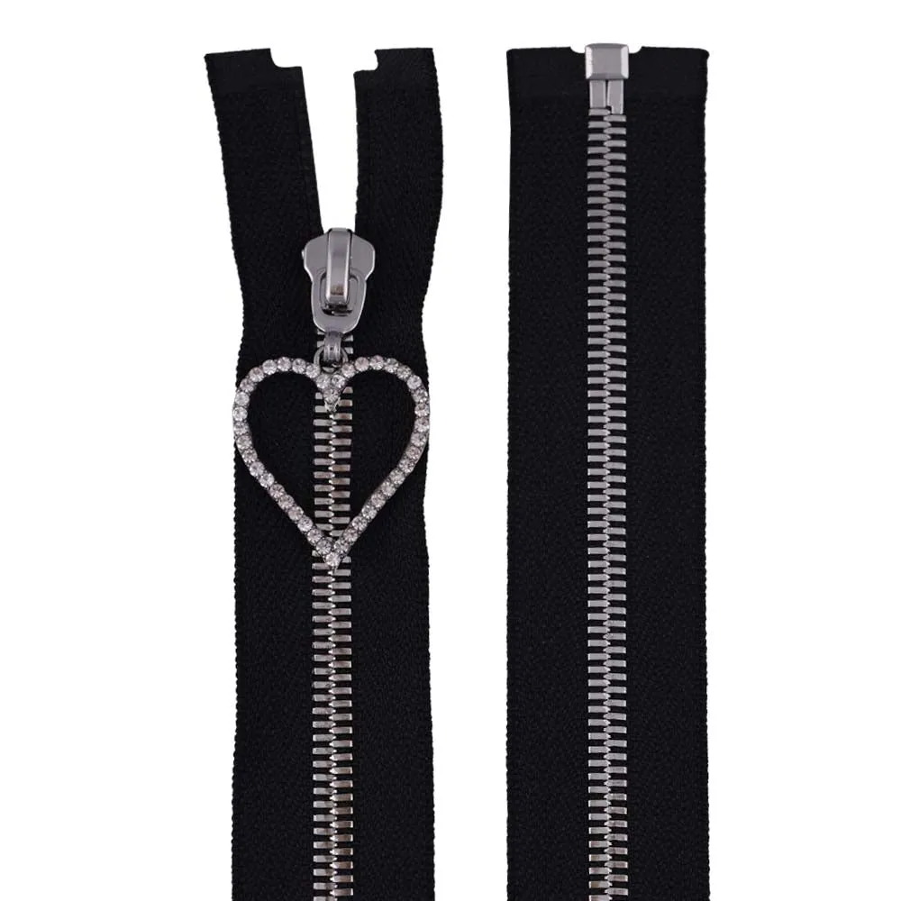 #5 Heart Shape Diamond Runner Fashionable Zipper for Clothing