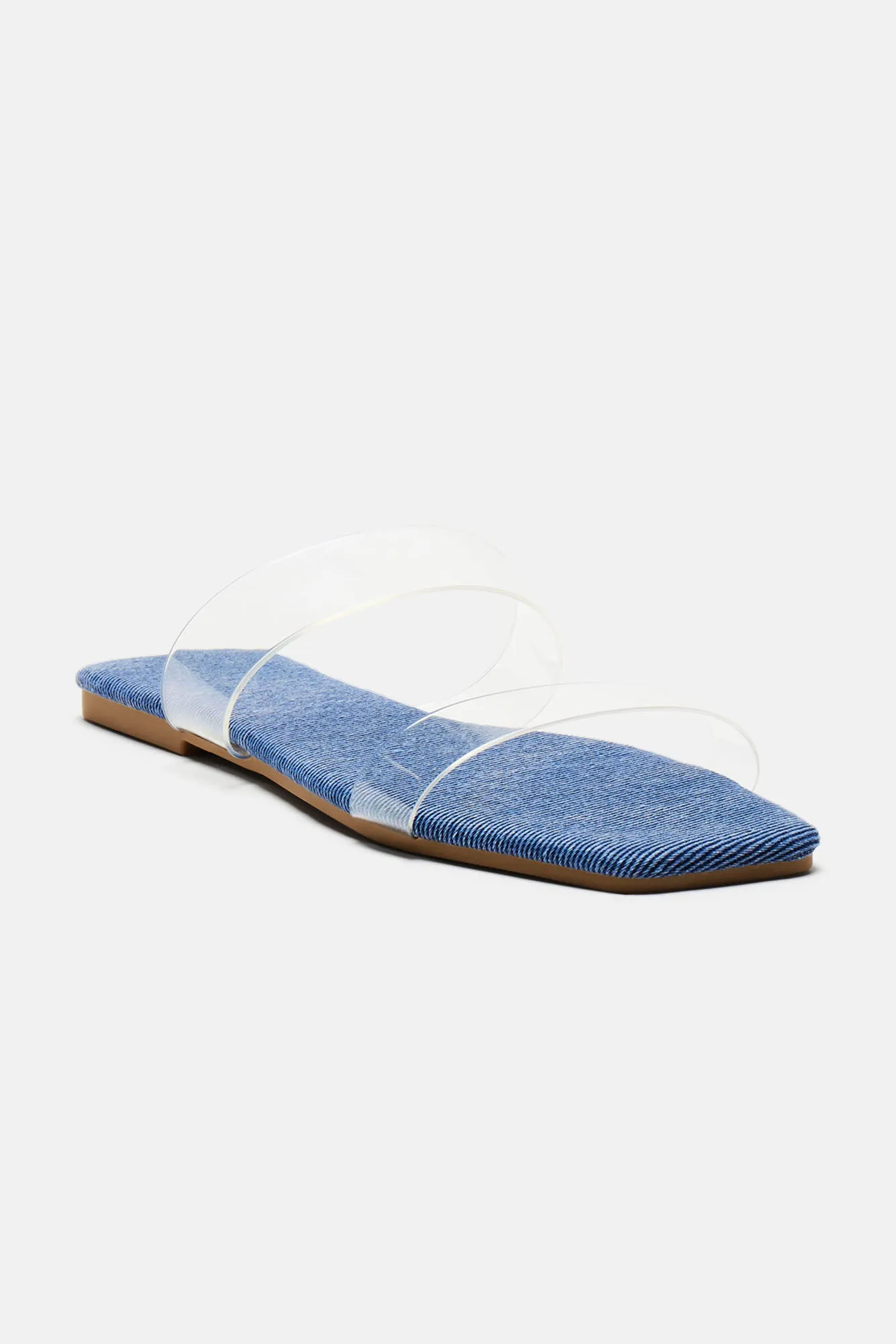 Abbie Clear Flat Sandals - Denim