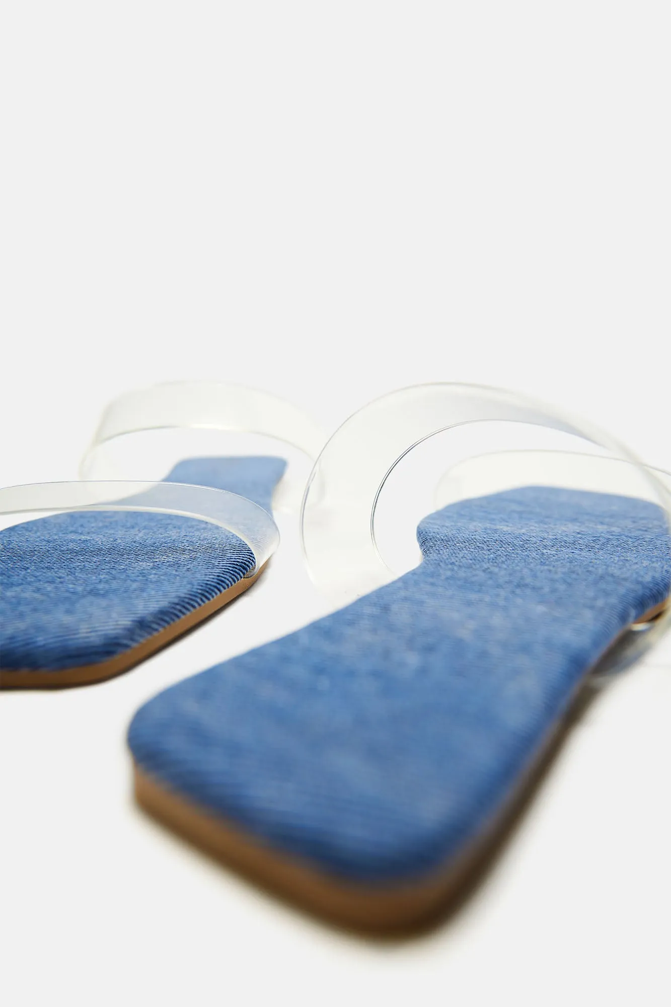 Abbie Clear Flat Sandals - Denim