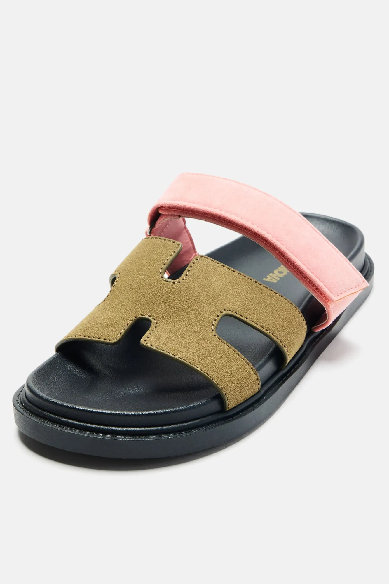 Agnes Flat Sandals - Khaki/combo