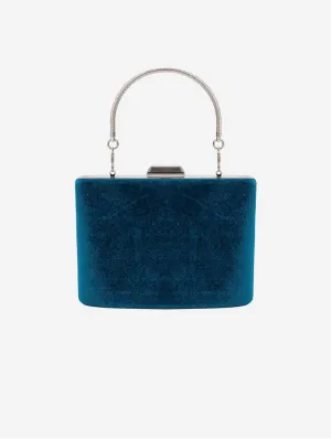 Alba Vegan Velvet Clutch | Teal Blue