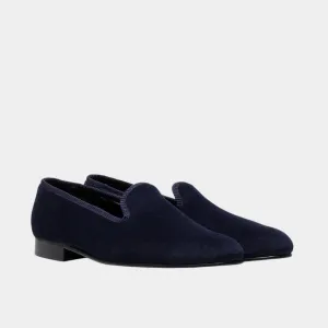 Albert Navy Velvet House Slipper