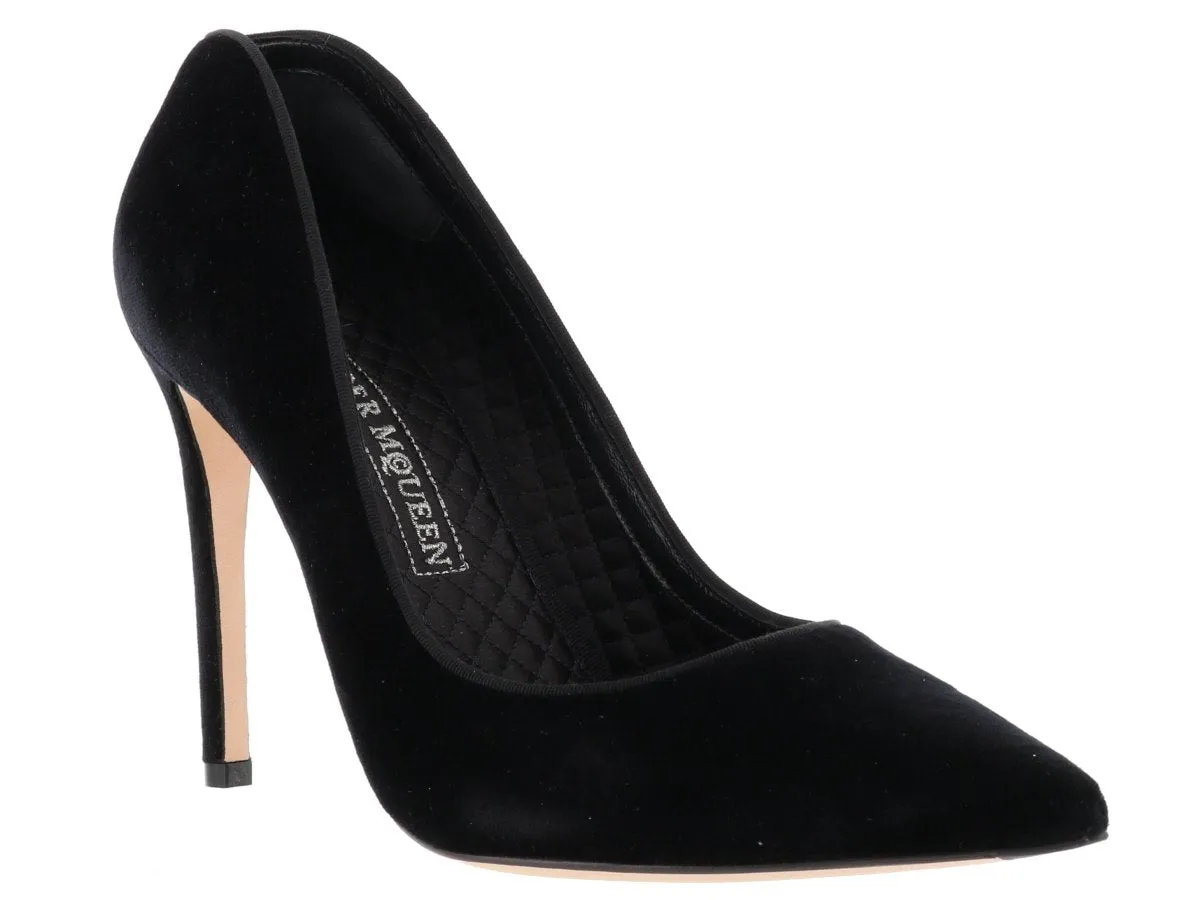 Alexander McQueen Velvet Curved Heeled Pumps