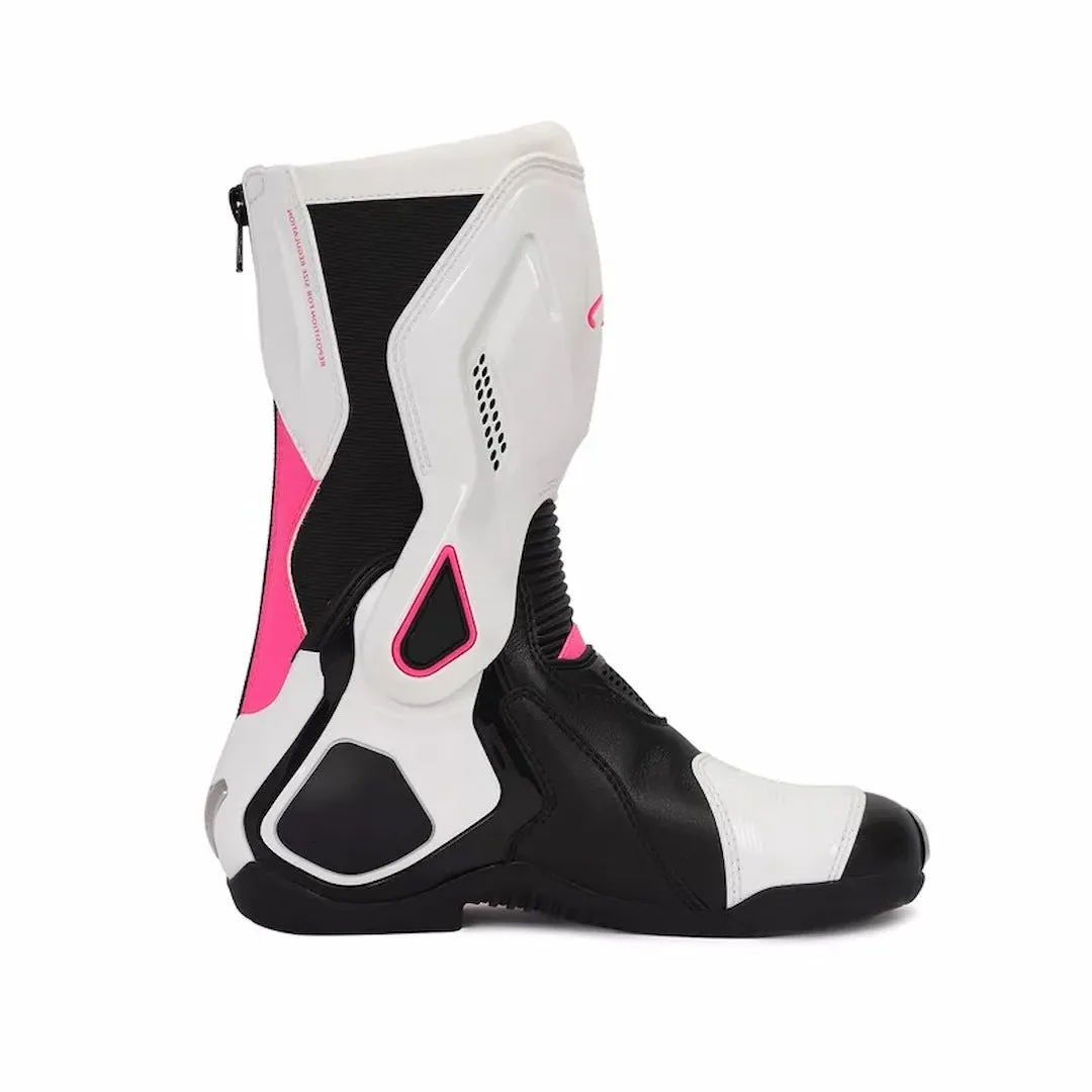 Allgoal White/Black/Pink Motorcycle Boots Women