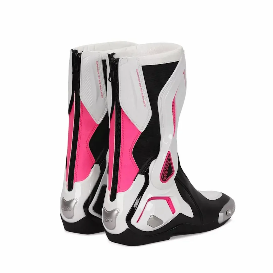 Allgoal White/Black/Pink Motorcycle Boots Women