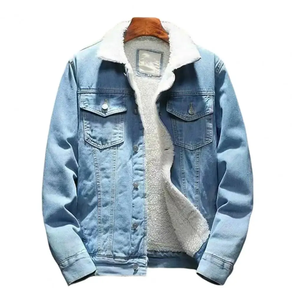 Alr™ Men's Denim Jacket with Lamb Cashmere Lining, Light Blue