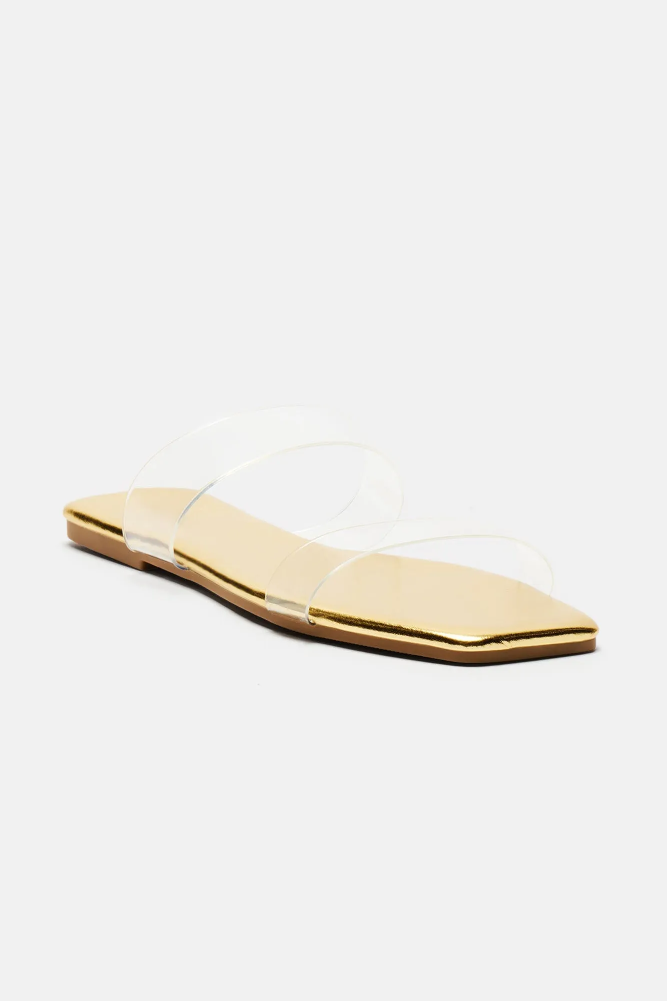 Amozae-Abbie Clear Flat Sandals - Gold