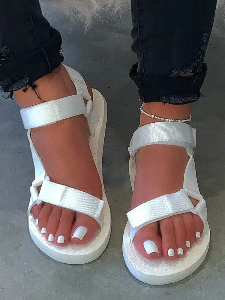 Amozae-Velcro Strap Flat Sandals