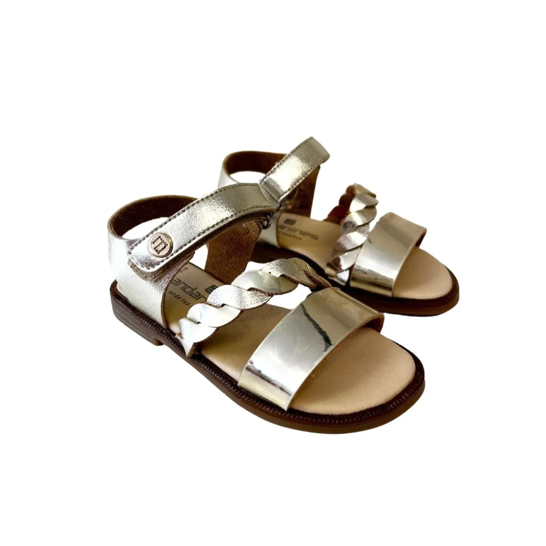 Andanines Girls Gold Plait Sandals