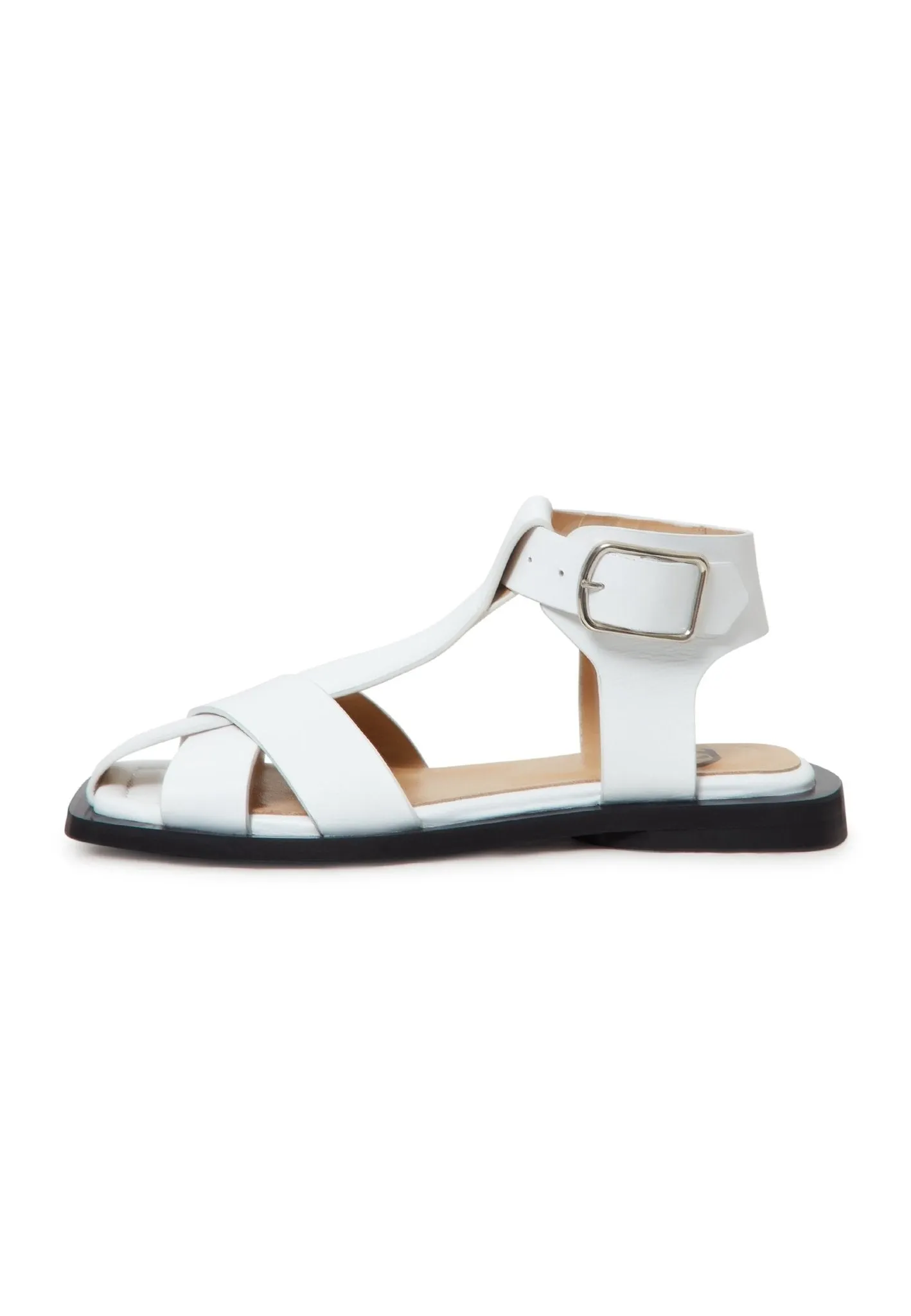 Ankle cuff Flat Sole Sandals - White