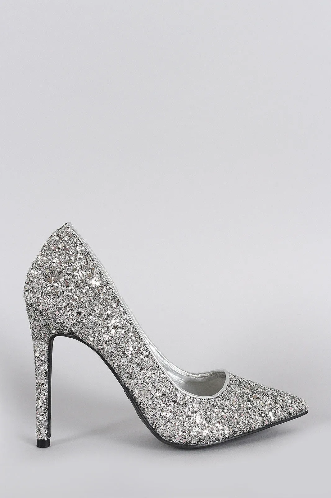 Anne Michelle Glitter Pointy Toe Stiletto Pump