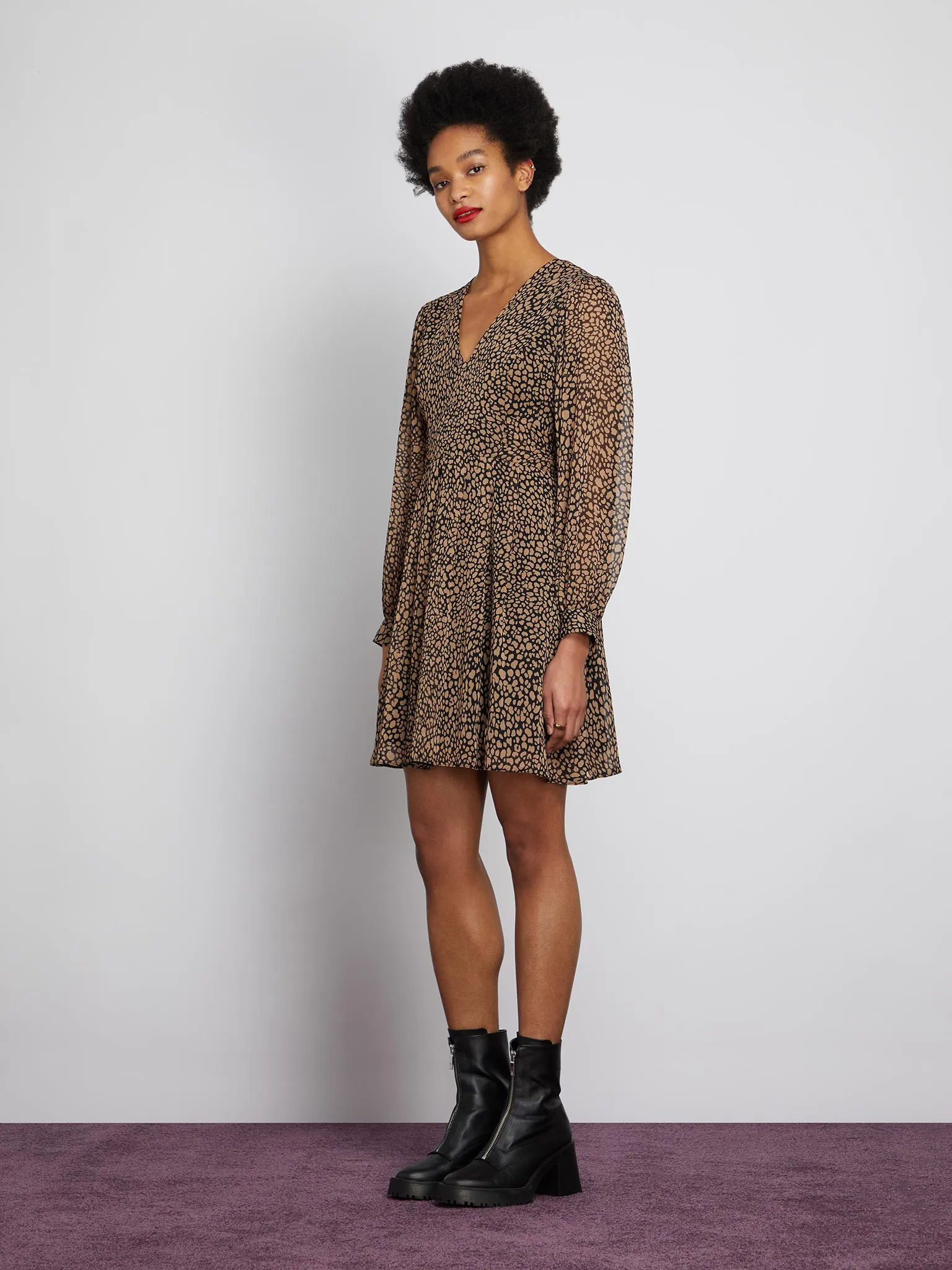 Annie Mini Dress in Animal Print