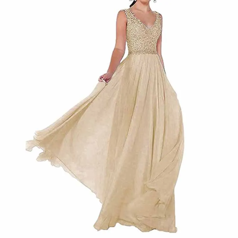 Applique Bridesmaid Dresses Sleeveless Wedding Guest Dresses for Women Evening Party