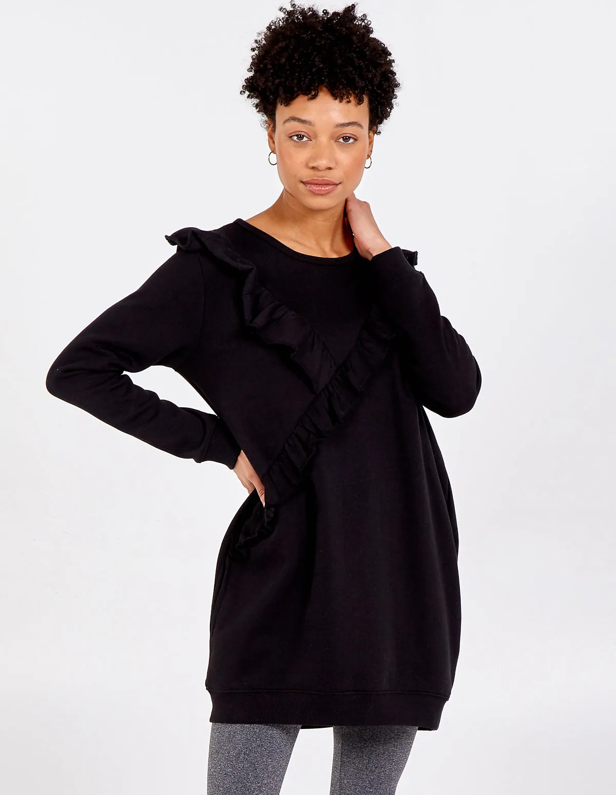 Asymmetric Frill Sweatshirt