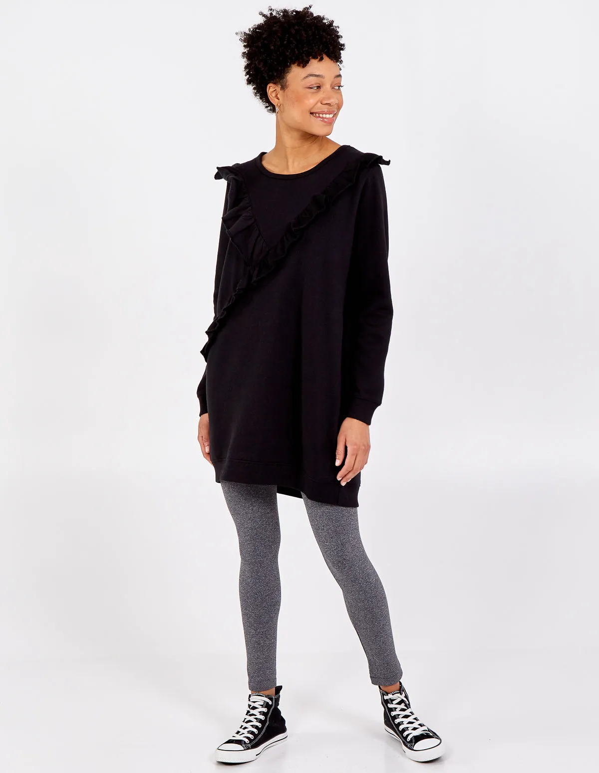 Asymmetric Frill Sweatshirt