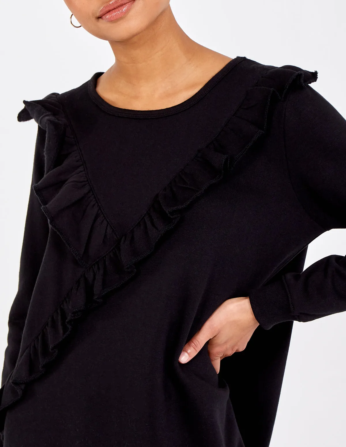 Asymmetric Frill Sweatshirt