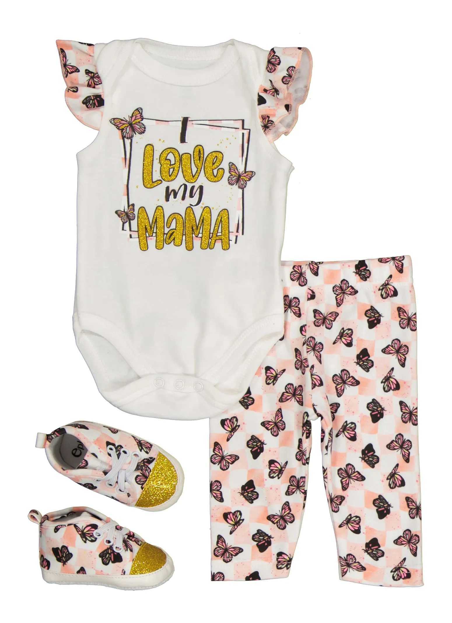 Baby Girls 0-9M I Love My Mama Bodysuit and Leggings with Shoes