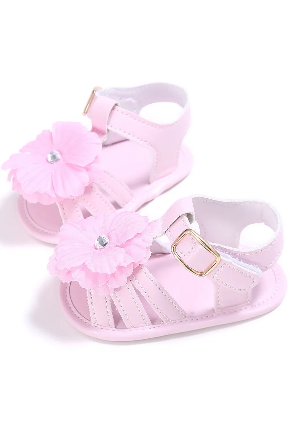 Baby Girls Beautiful Flower Decorated Strap Belt Convenient Sandals - BGSD106099