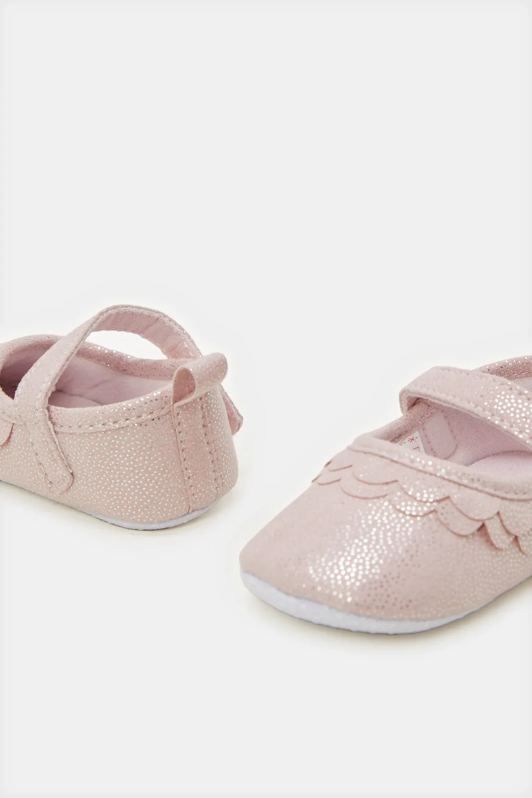 Baby Pink Velcro Pram Shoe