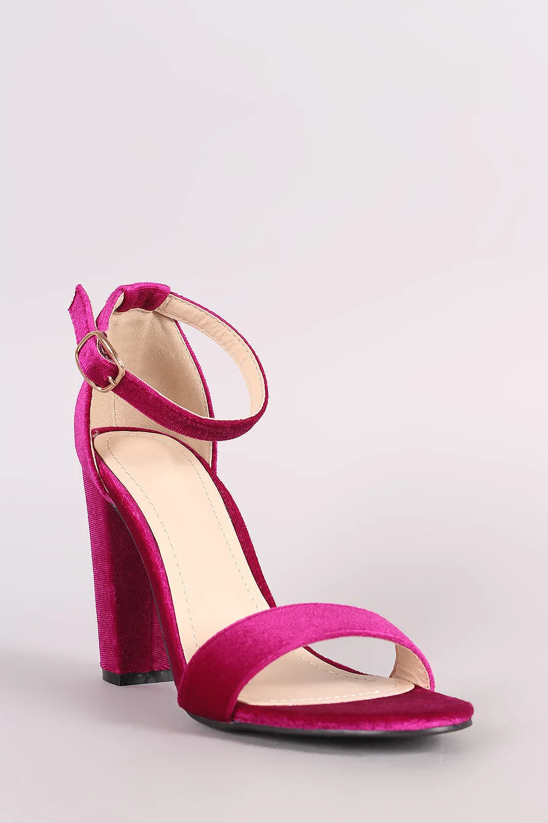 Bamboo Velvet Open Toe Chunky Heel