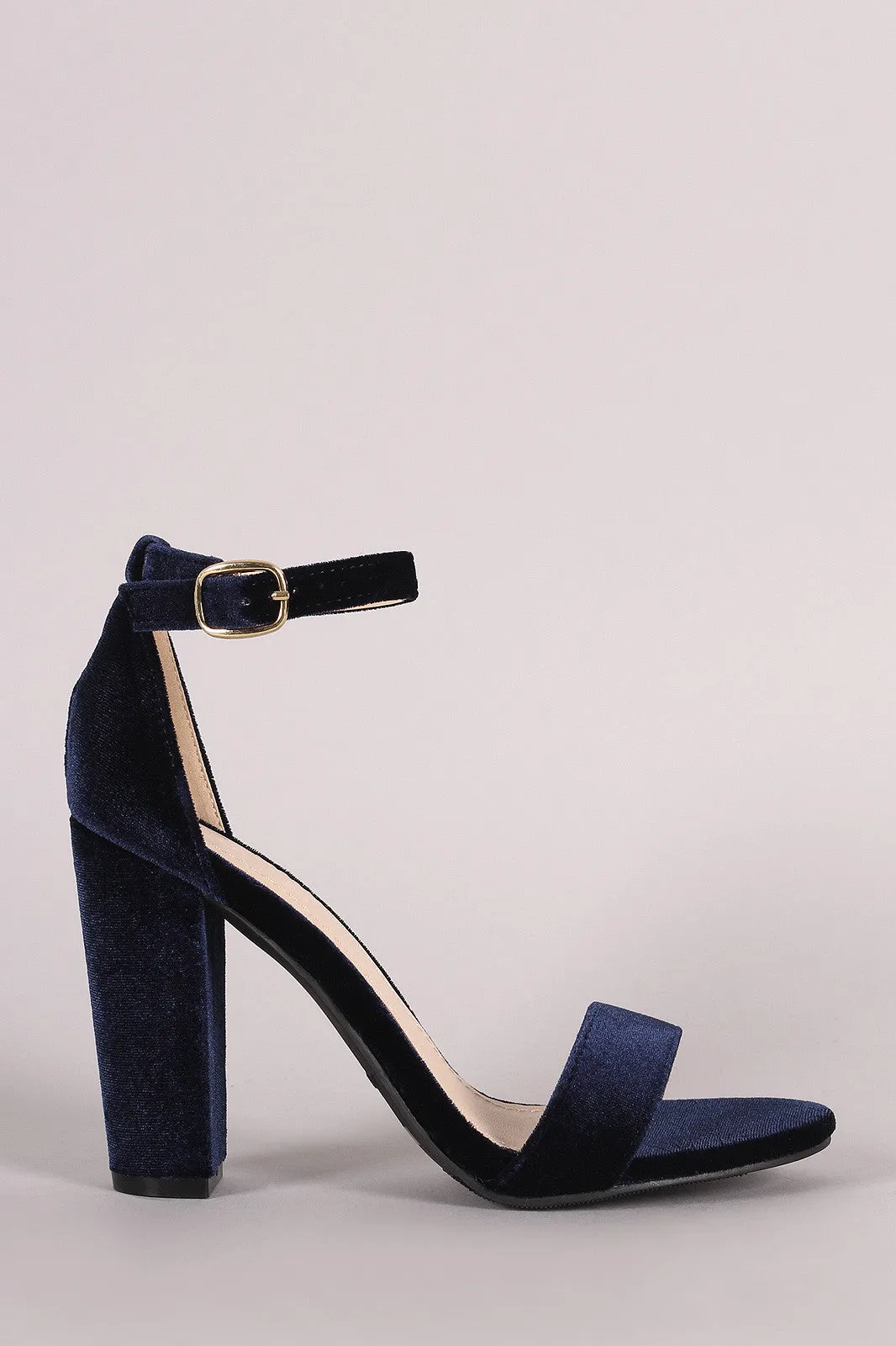 Bamboo Velvet Open Toe Chunky Heel