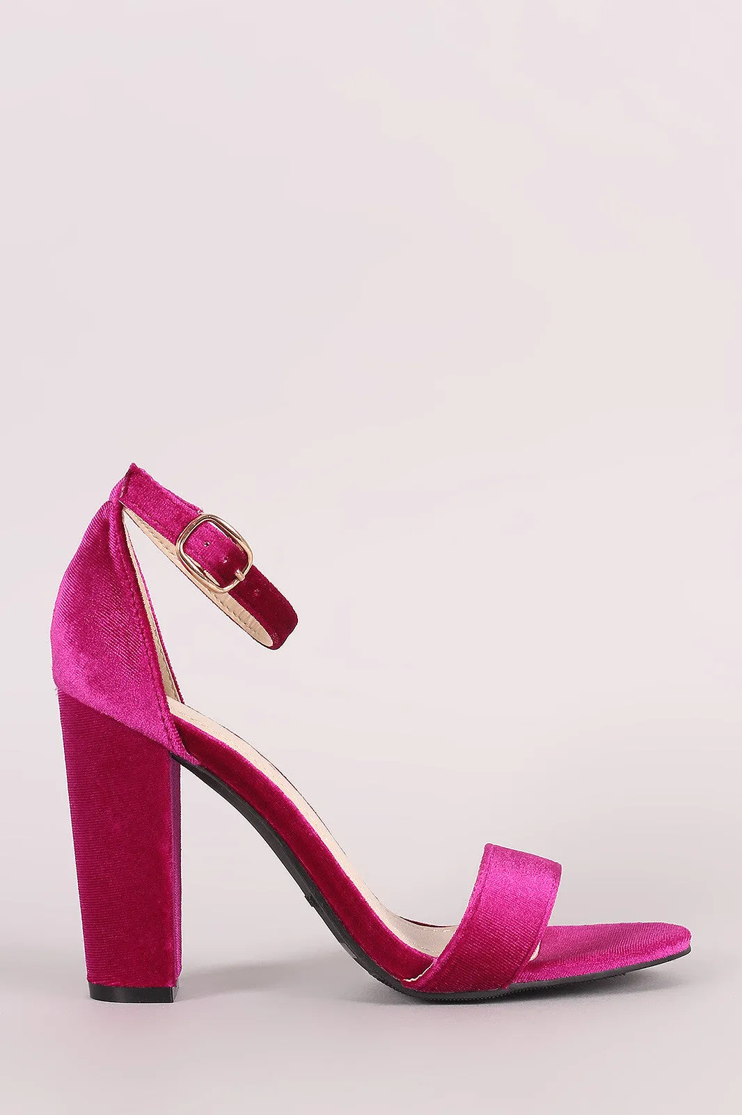 Bamboo Velvet Open Toe Chunky Heel