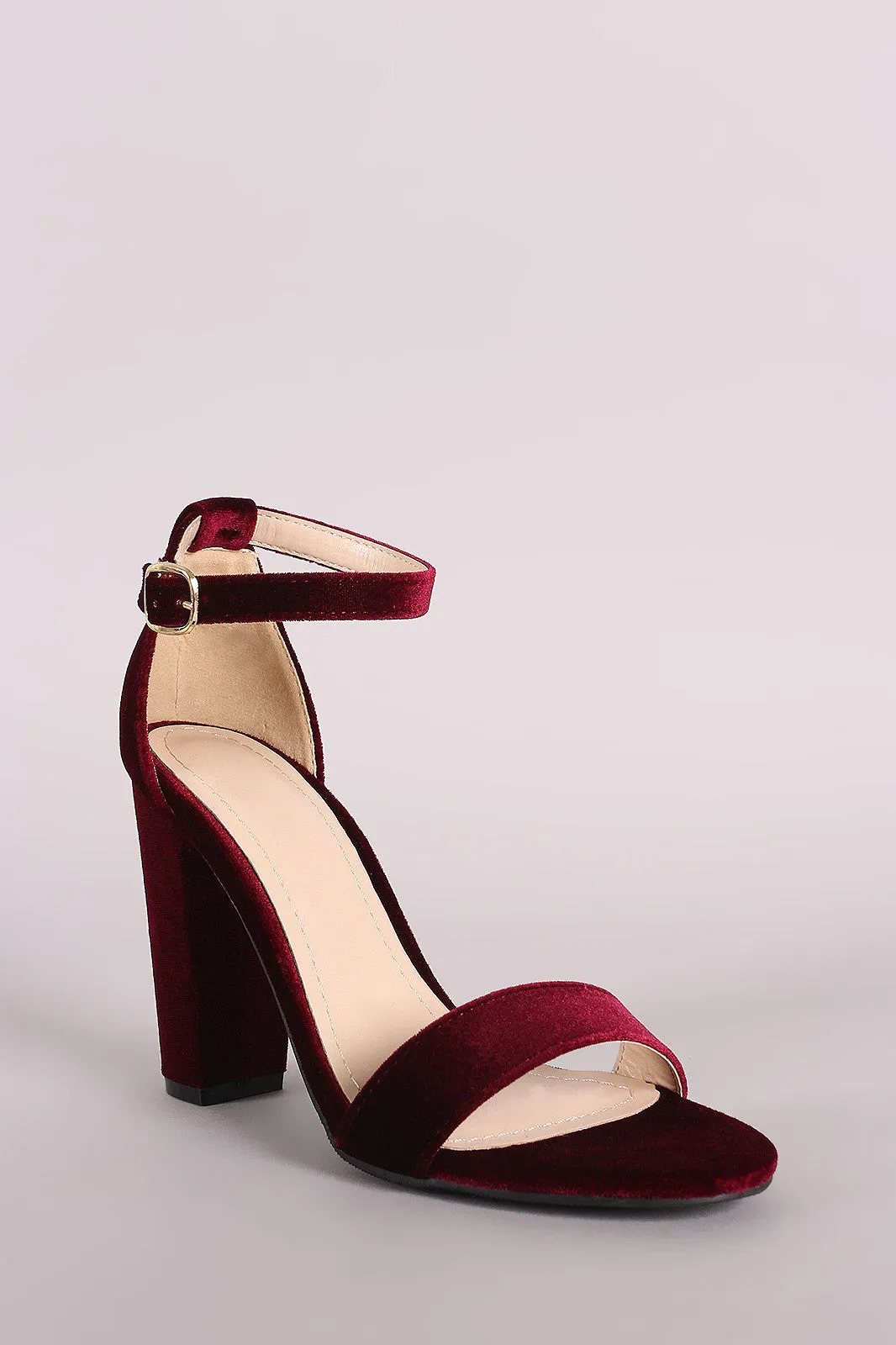 Bamboo Velvet Open Toe Chunky Heel