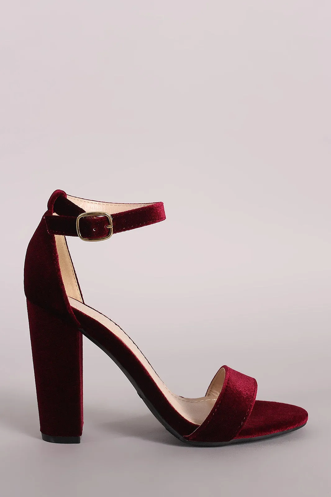 Bamboo Velvet Open Toe Chunky Heel