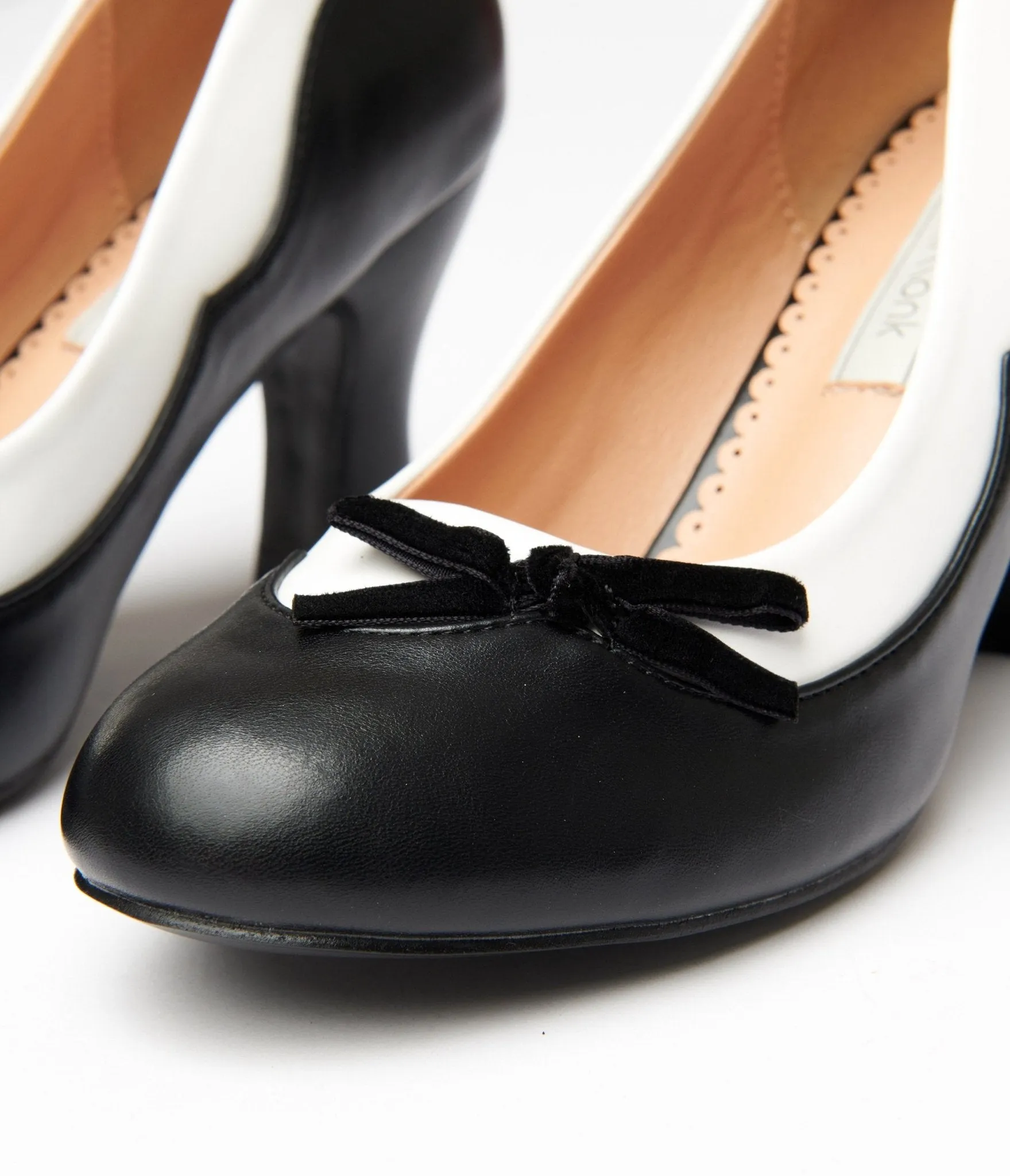 Banned Black & White Leatherette Bertie Heels