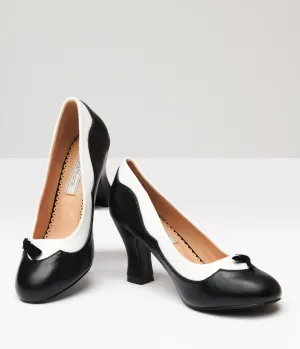 Banned Black & White Leatherette Bertie Heels