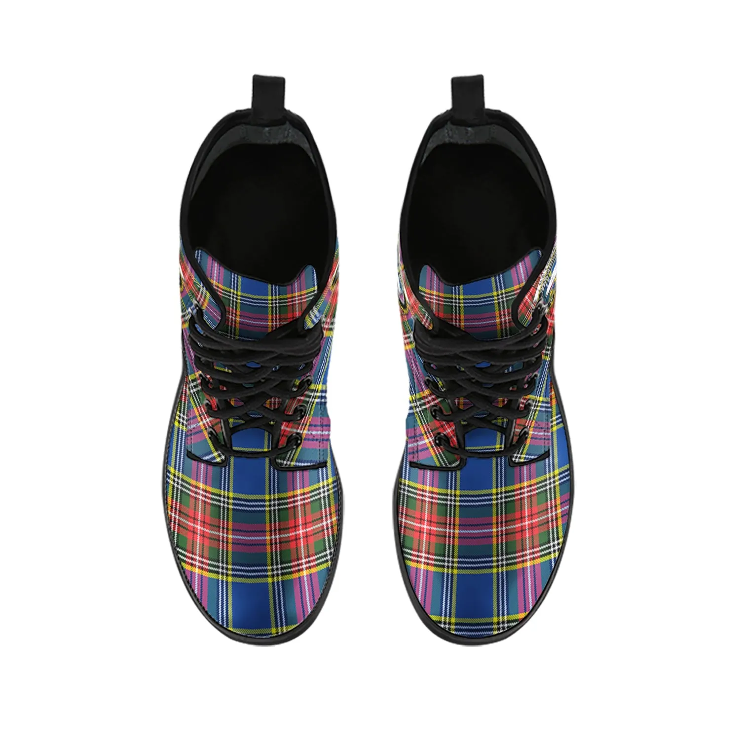 Bethune Tartan Leather Boots with Family Crest